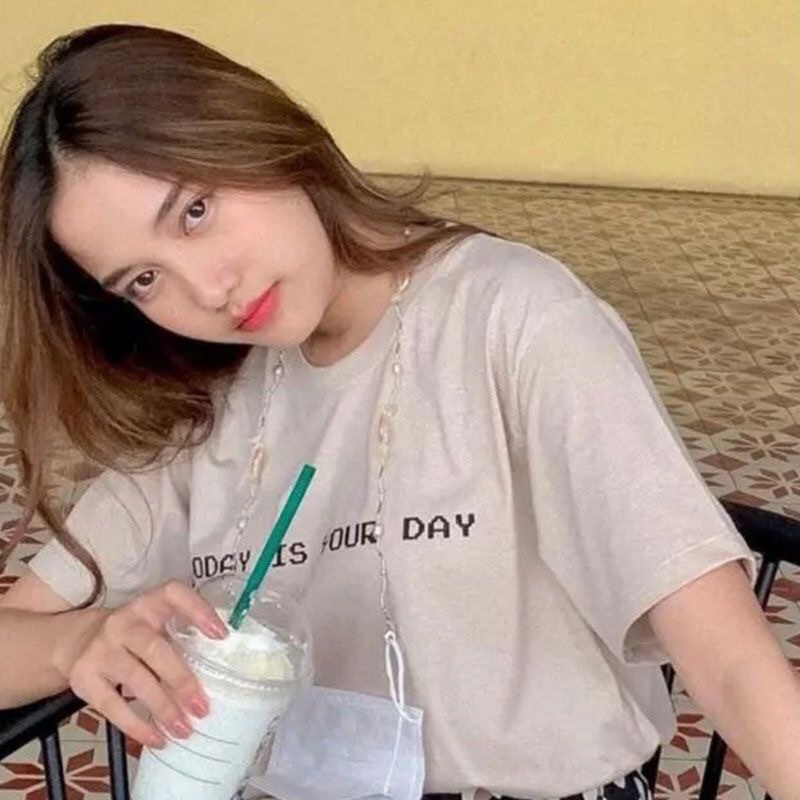 粉红理论FreenBecky菠萝Freen周边同款衣服字母印花宽松短袖T恤夏 - 图0