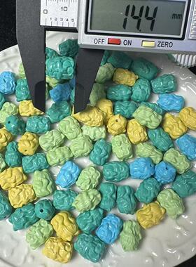 菱镁矿松石九尾狐天地孔隔珠挂坠手工DIY手串文玩流苏饰品配饰