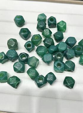 绿玛瑙老型珠灯笼飞碟米珠大孔八棱珠铃铛隔珠手工DIY手链文玩