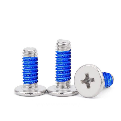 304不锈钢大平头大扁头涂蓝胶CM薄头点胶防松螺丝钉M1.4M2M3M4M5 - 图0