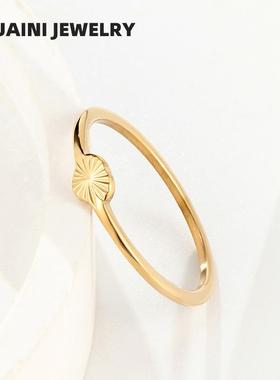 钛钢电镀18K金不掉色爱心戒指