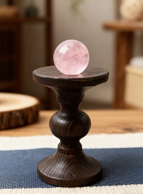 中古风实木水晶球底座底托玄关室内桌面小装饰品木质专用高脚摆件