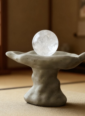 白色高脚陶瓷装饰摆件放水晶球香薰托盘桌面床头柜边几电视柜摆放