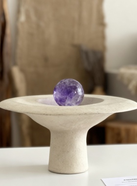 陶瓷高脚花瓶放水晶球托盘盘子桌面装饰摆件女生房间卧室床头柜小