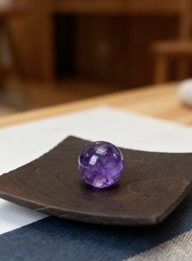 粉色水晶球底座女生送礼木质桌面装饰品房间卧室玄关专用实木摆件