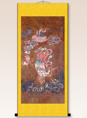王灵官画像中式护法尊神像挂画玄关客厅装饰画国画丝绸卷轴画包邮