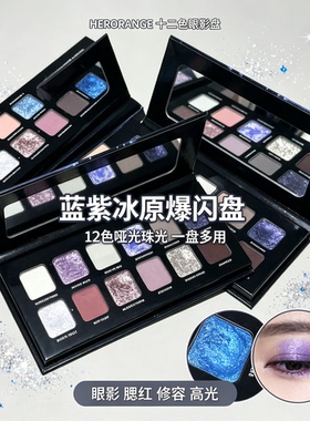 十二色狼月色系眼影高光提亮珠光爆闪哑光卧蚕修容多用途彩妆粉盘