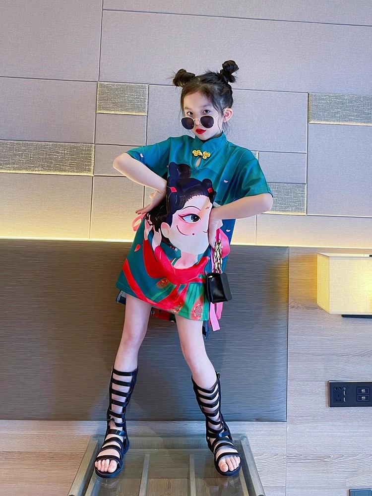 女童国风汉服夏装连衣裙2024新款儿童夏天裙子洋气表演服仙女旗袍