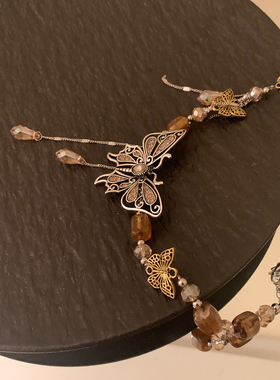 HEY TAO新中式民族风蝴蝶项链女轻奢小众设计美拉德锁骨链腰链款
