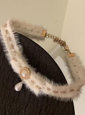 2024秋冬新款爆款毛绒choker