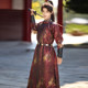 Tang Dynasty woven gold round collar robe, Chinese style crotchless robe