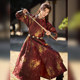 Tang Dynasty woven gold round collar robe, Chinese style crotchless robe