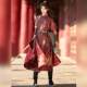 Tang Dynasty woven gold round collar robe, Chinese style crotchless robe