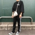 Old Master Kim Bướm Thêu Ribbon Đen và Trắng Phiên bản chính xác TrackPants Quần thể thao - Quần Jogger quần lửng nam Quần Jogger