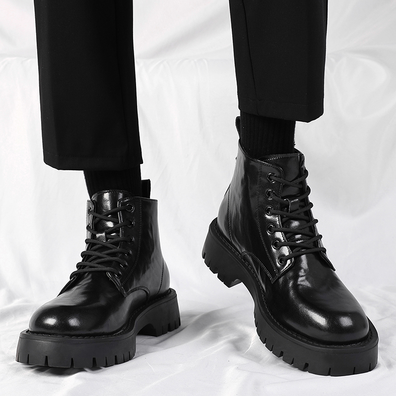 马丁靴男士真皮潮流棉鞋冬季加绒保暖工装靴子高帮男鞋雪地靴男款 - 图3