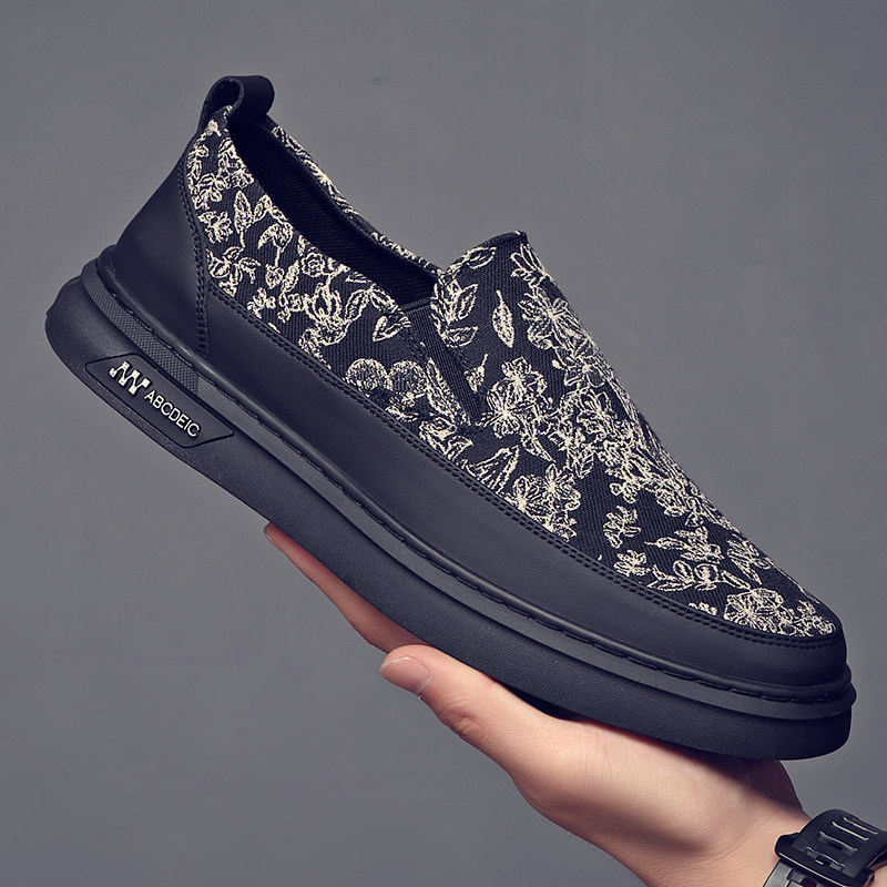 老北京布鞋男鞋透气帆布休闲鞋男潮鞋男乐福鞋韩版一脚蹬国潮板鞋,淘宝优惠券,粉丝福利购,淘宝优惠卷