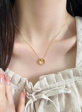 韩系ins车花圆圈小蛮腰项链女款2026新款轻奢简约气质闺蜜锁骨链