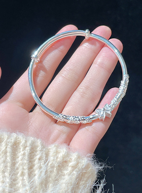 繁花蝴蝶结银手镯女高级感年轻款轻奢小众精致镯子2025情人节礼物