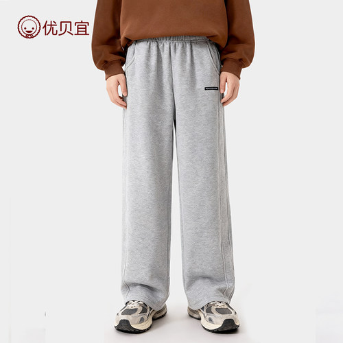 优贝宜童装男童加绒裤子男孩2026新品长裤儿童秋冬款青少年运动裤 - 图0
