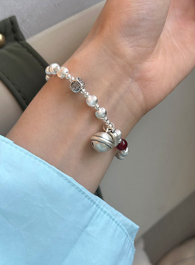 月光女神 925纯银平安喜乐手链新中式国风闺蜜手环手工制作时尚手