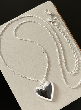 月光女神925纯银光面爱心项链女韩国简约轻奢小众设计感桃心形锁