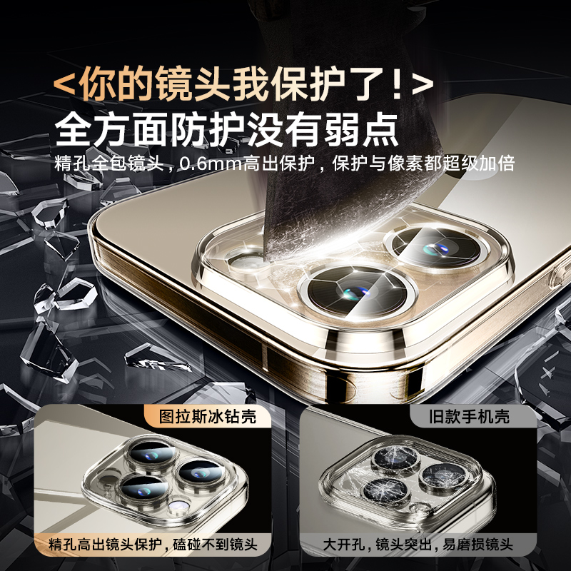 图拉斯适用苹果15手机壳iPhone15ProMax新款防摔散热15Pro系列透明玻璃14镜头全包13高端保护ip高级m磨砂女le-图2