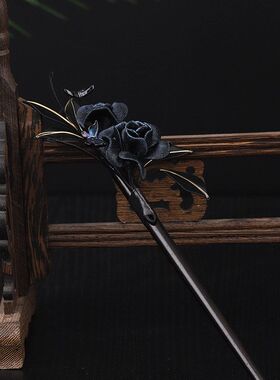 非遗缠丝缠花檀木发簪新中式