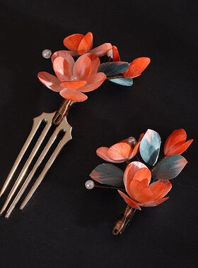 【承阳】新款手工非遗蚕丝绒花中国风马面裙新中式汉服配饰头饰