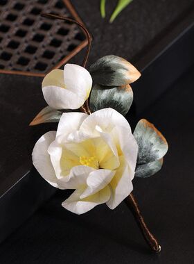 云栀手工非遗蚕丝绒花栀子发饰