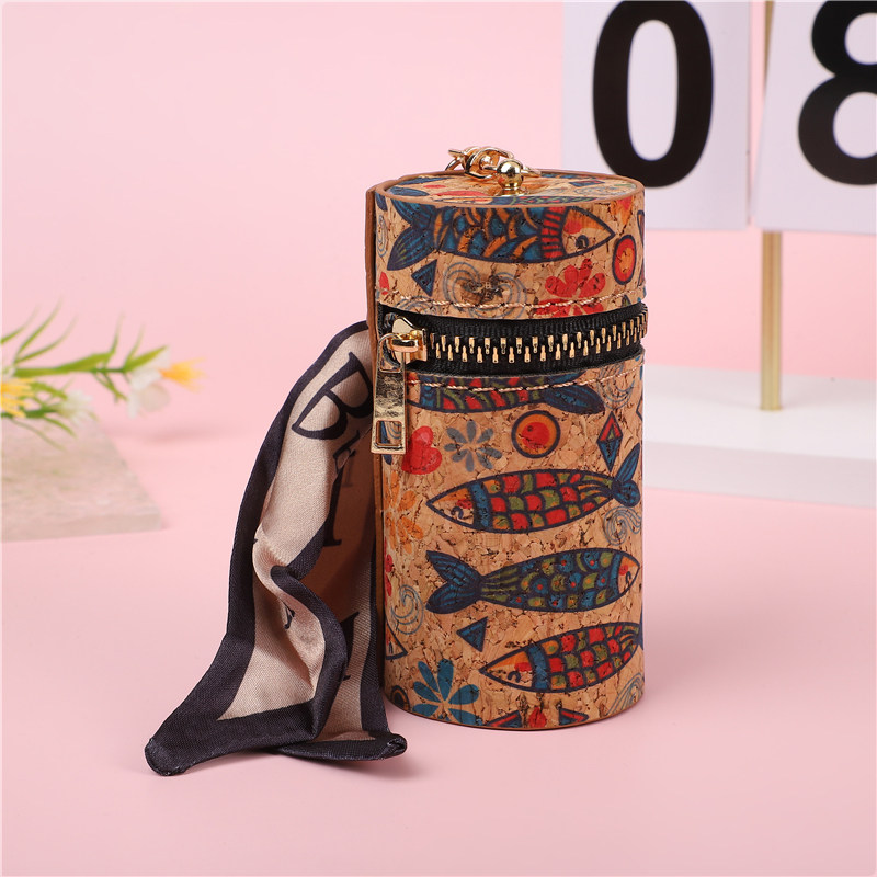 欧美复古纸皮木纹口红包圆桶时尚学生硬币包便携式多功能包包挂件,淘宝优惠券,粉丝福利购,淘宝优惠卷