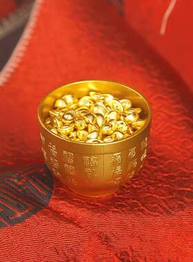 实心沙金仿金小元宝金条摆件供奉财神爷聚宝盆摆件家居用财位礼品