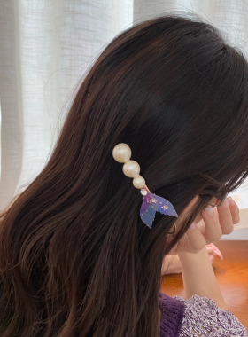 女孩甜美发夹学生水钻侧边珍珠