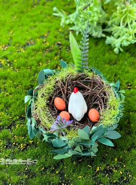 easter。原创田园乡村森林系草编复活节母鸡鸡蛋婚礼节日装饰摆件