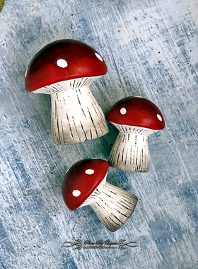 蘑菇田园风陶土复古做旧装饰摆件