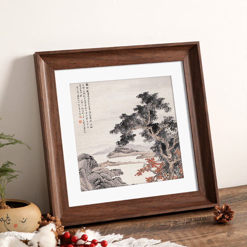 国画装裱画框正方形相框挂墙50字画十字绣边框自装33cm钻石画定制