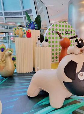 Simpleclub动物造型客厅落地摆件家居河马狮子大象长颈鹿皮质坐凳