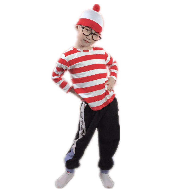 亲子装cos英国漫画Where's Wally costume聪明的沃里欧美演出服装-图2