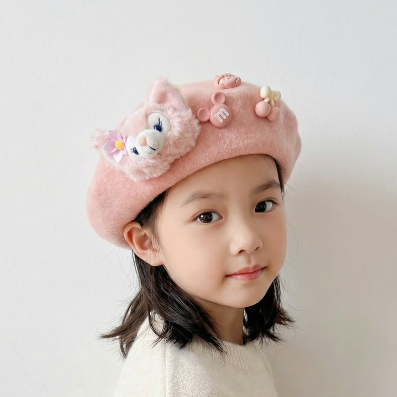 【大坏狼】设计师款卡通玩偶亲子贝雷帽秋羊毛毡画家帽小童蓓蕾帽,淘宝优惠券,粉丝福利购,淘宝优惠卷