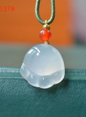 冰种白玉髓猫爪吊坠男女士玛瑙