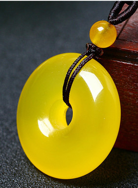 天然红玛瑙本命年圆形吊坠平安扣项链男士女款挂件情侣款礼物简约