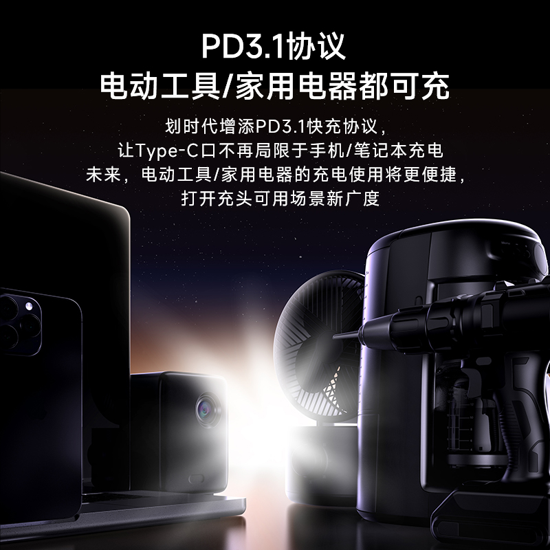 罗马仕140W氮化镓充电器PD3.1多口快充适用苹果华为小米联想戴尔华硕MacbookPro笔记本typec手机闪充折叠插头 - 图0