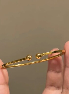 小众简约复古百搭金色手镯