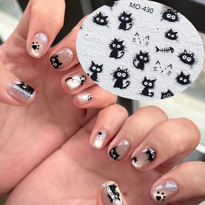 炸毛小猫美甲贴纸大眼萌爱心猫爪可爱百搭平面指甲背胶贴,淘宝优惠券,粉丝福利购,淘宝优惠卷