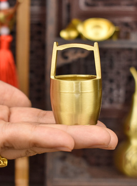 黄铜一桶金小水桶装饰品客厅桌面
