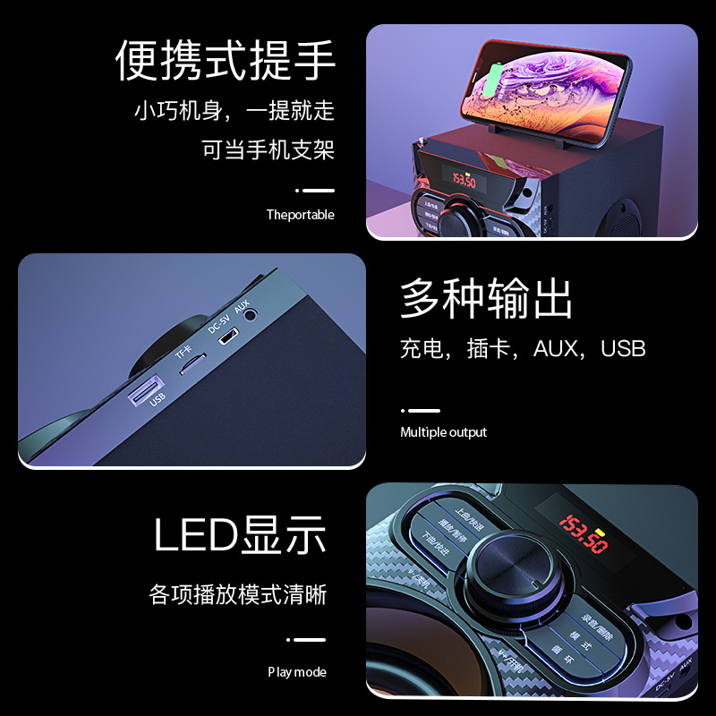 carkoci旗舰店卡古驰 蓝牙音响广场舞音箱大音量户外便携式低音炮k歌小型手提家用客厅3d环绕台式迷你双喇叭扩音播放器喇叭3