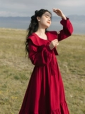 Осенняя кукла, платье, красный наряд маленькой принцессы, длинная юбка