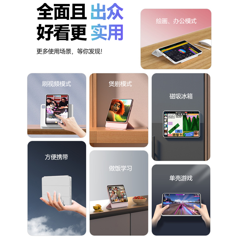 2024新款iPad保护套9九磁吸10代air5壳苹果pro11英寸平板720°旋转支架air4五防弯mini6轻薄12.9防摔87带笔槽 - 图3