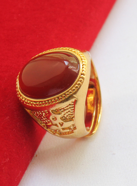 镶玛瑙宝石霸气风夸张黄铜镀金