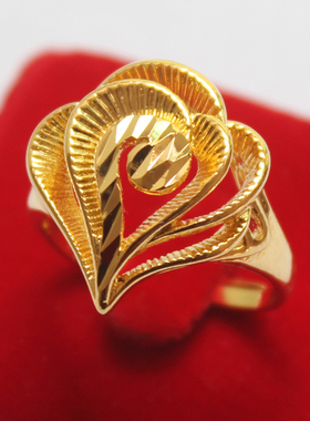 黄铜镀金结婚心形戒指送女朋友