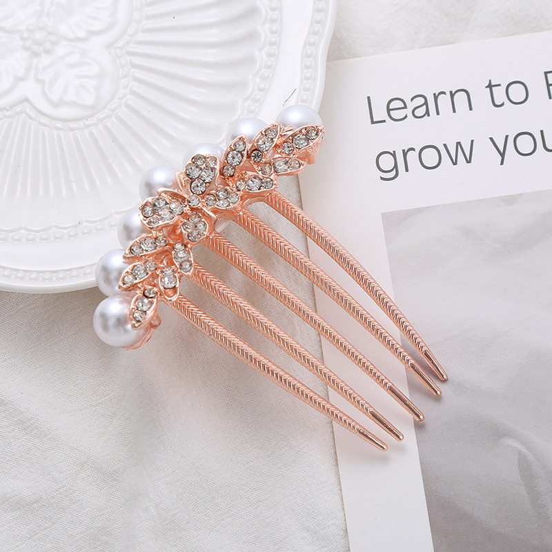 盘发头饰五爪发梳合金仿珍珠镶钻插梳百搭防滑发卡发簪头花发夹子,淘宝优惠券,粉丝福利购,淘宝优惠卷